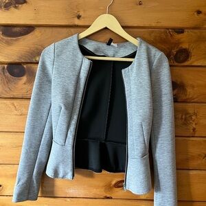 Divided Gray Blazer Minimalist Knit Design